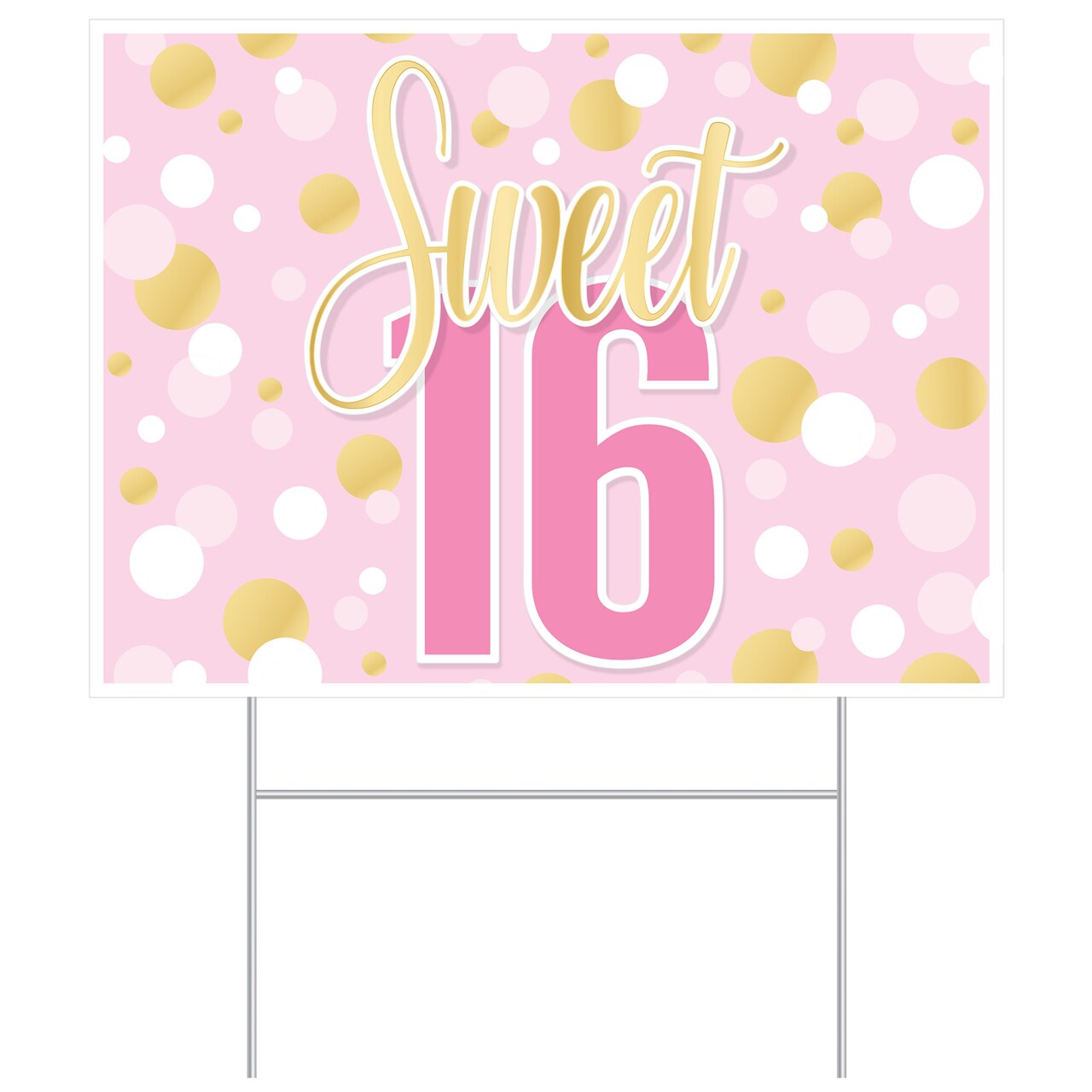 Beistle - 11.05" x 15.05" - Pink - Sweet 16 Celebration Yard Sign - 6 Pieces